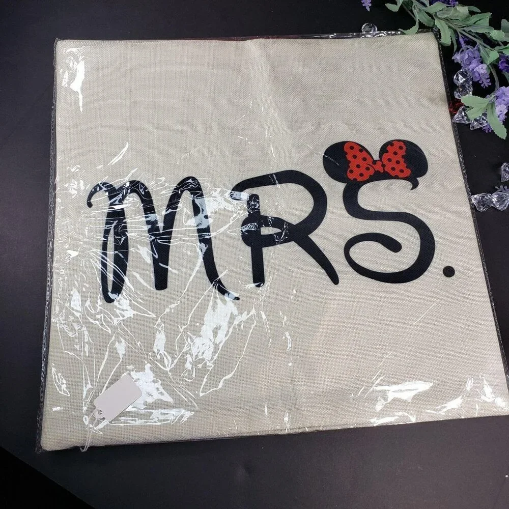 MRS Minnie Mouse Ears Sham Pillowcase Throw Accent Cushion Cover Home Decor